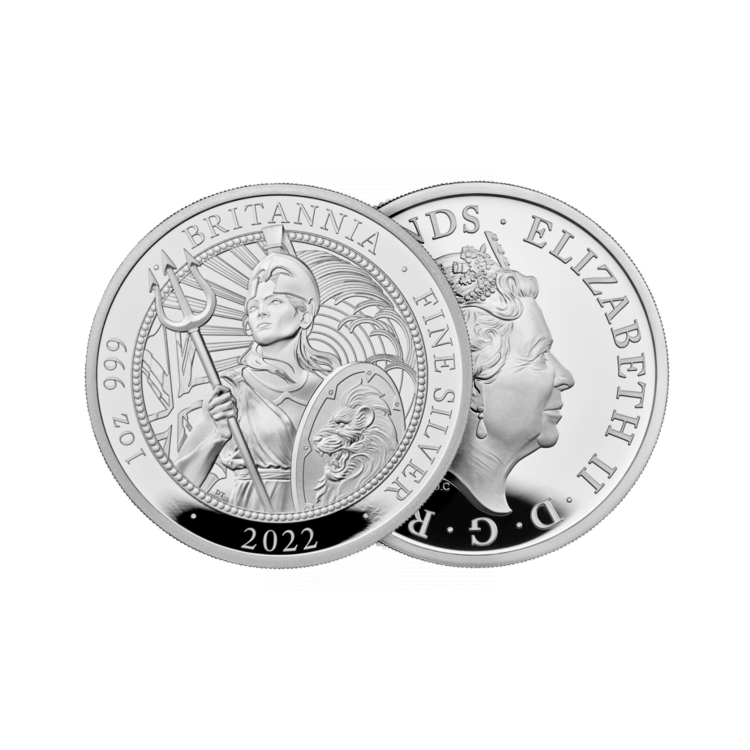 1 troy ounce zilveren munt Britannia 2022 Proof perspectief 1