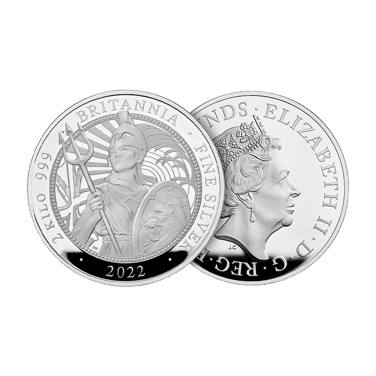 2 kilos silver coin Britannia 2022 Proof angle 1