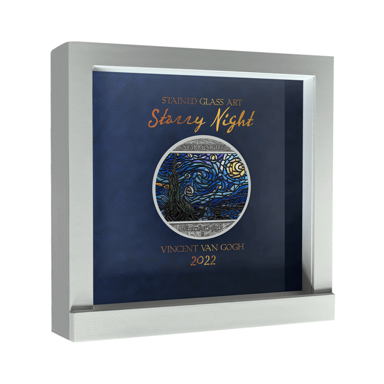 2 troy ounce silver coin Vincent van Gogh Starry Night 2022 angle 3