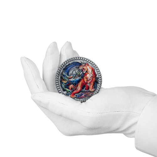 50 gram zilveren munt tijger & draak 2022 voorkant