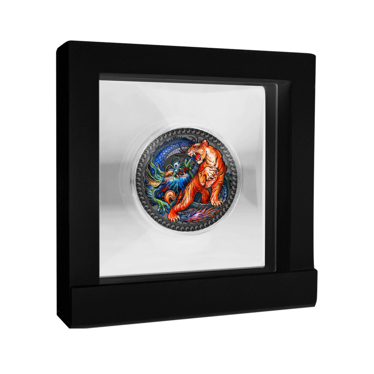 50 gram zilveren munt tijger & draak 2022 perspectief 3