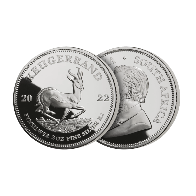 2 troy ounce zilveren munt Krugerrand Proof perspectief 3