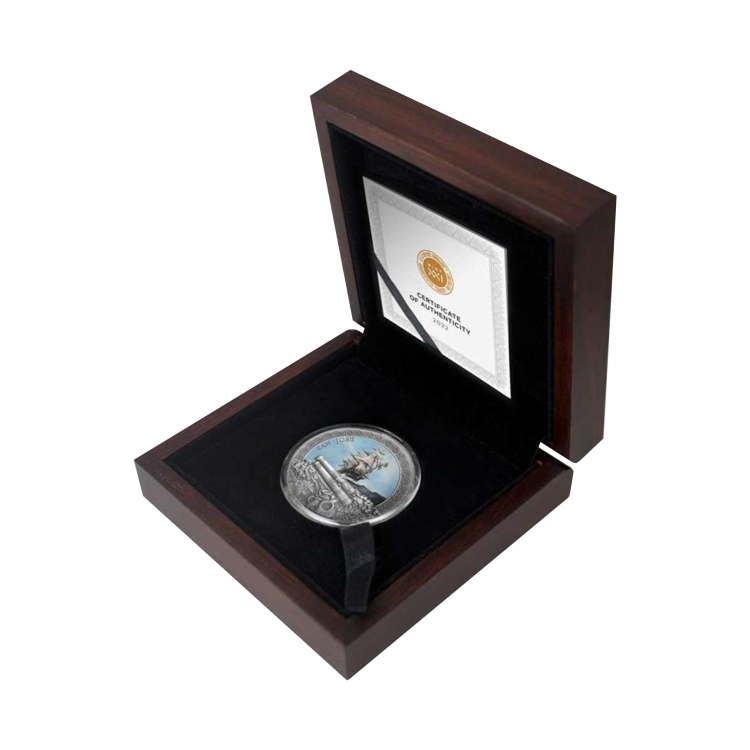 2 troy ounce silver coin San Jose antique finish 2022 angle 2