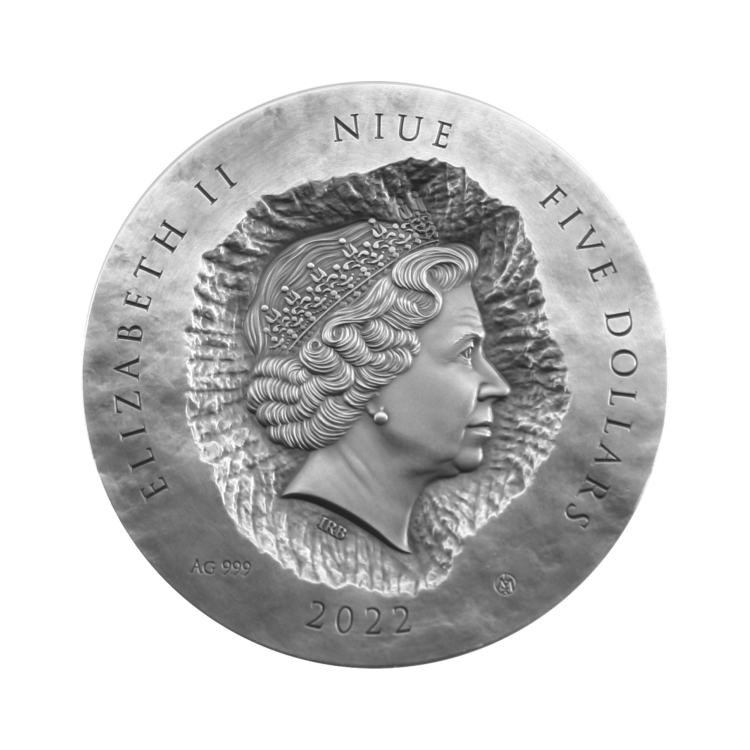 2 troy ounce zilveren munt David antieke afwerking achterkant