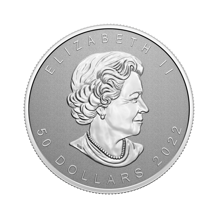 5 troy ounce zilveren munt Ultra High relief Maple Leaf 2022 back