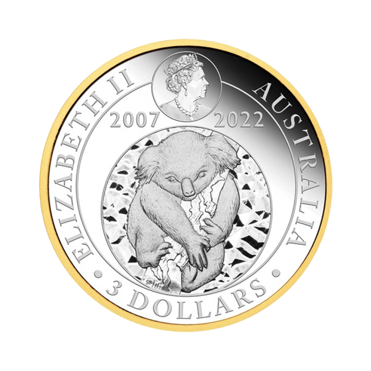 3 troy ounce zilveren Koala 15th Anniversary achterkant