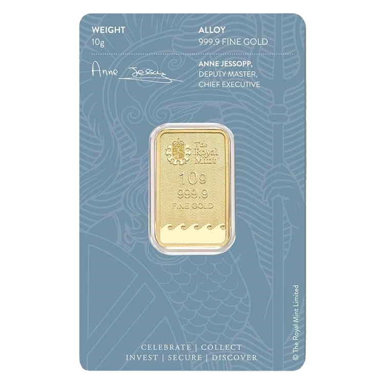 10 gram goudbaar Britannia achterkant