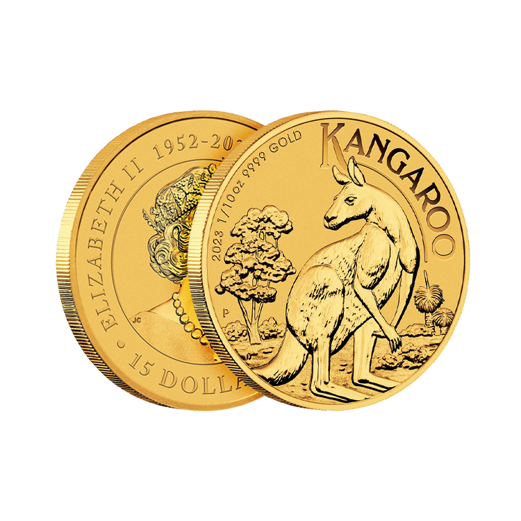 1/10 troy ounce gouden munt Kangaroo 2023 perspectief 2