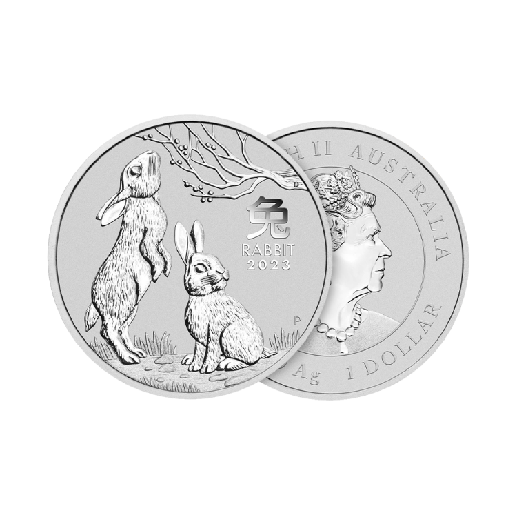 1 troy ounce zilveren Lunar Year of the Rabbit 2023 perspectief 1
