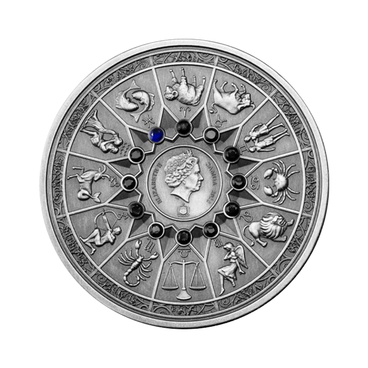 2 troy ounce zilveren munt 12 olympiers in de dierenriem - Poseidon vs Pisces achterkant