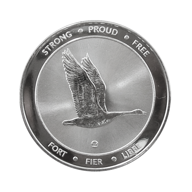 1 troy ounce zilveren 150 jaar Maple Leaf munt achterkant