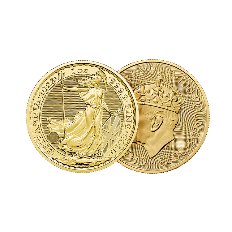 1 troy ounce gold Coronation Britannia coin 2023 angle 1