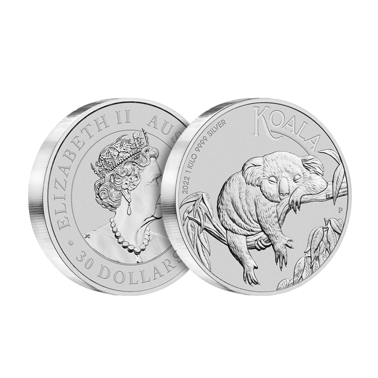 1 kilogram silver Koala coin 2022 angle 1