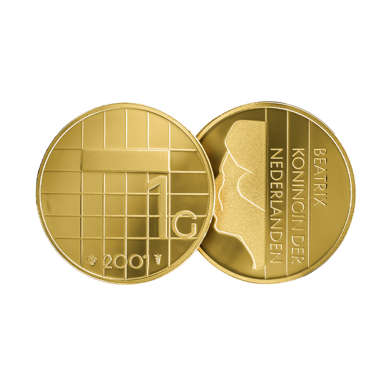 Gouden Gulden 2001 - 13,2 gram puur goud perspectief 1