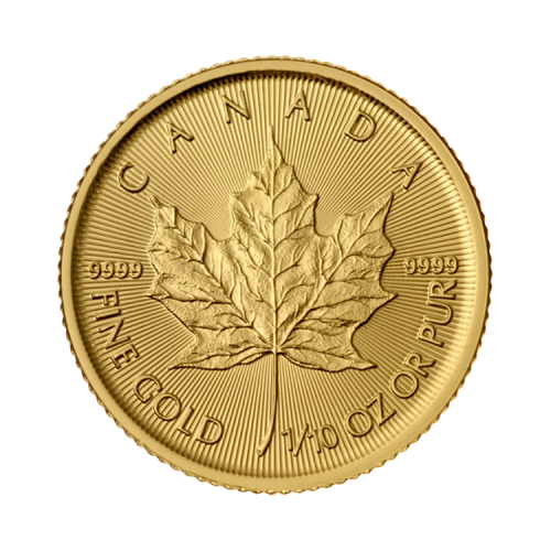 Voorkant 1/10 troy ounce gouden Maple Leaf munt