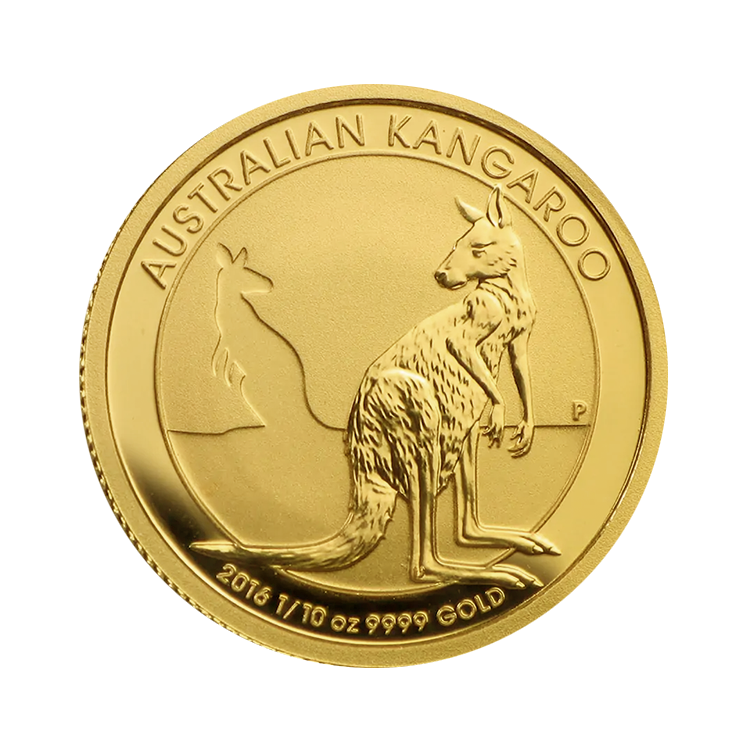 Gouden 1/10 troy ounce Kangaroo munt voorkant