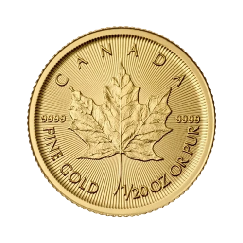 Voorkant 1/20 troy ounce gouden Maple Leaf munt