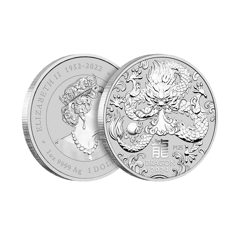 1 troy ounce silver coin Lunar 2024 angle 2