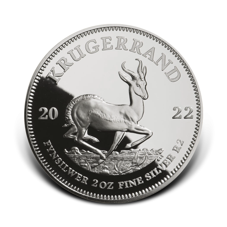 2 troy ounce zilveren munt Krugerrand Proof perspectief 1