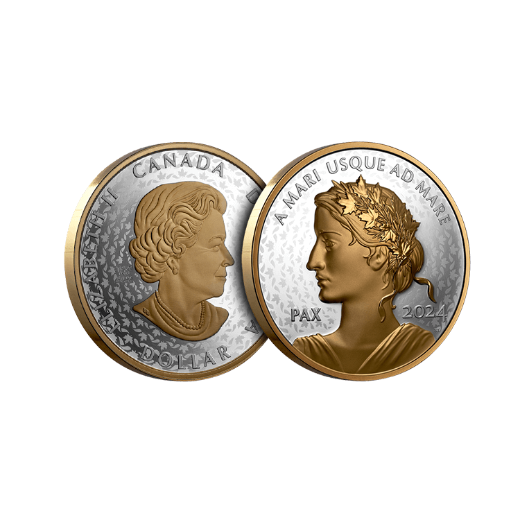 1 troy ounce zilveren Canada Vrede munt 2024 Proof perspectief 1