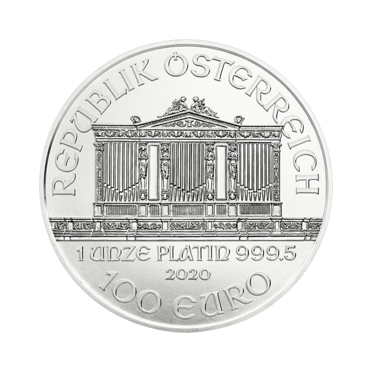 1 troy ounce platina Wiener Philharmoniker munt 2025 achterkant
