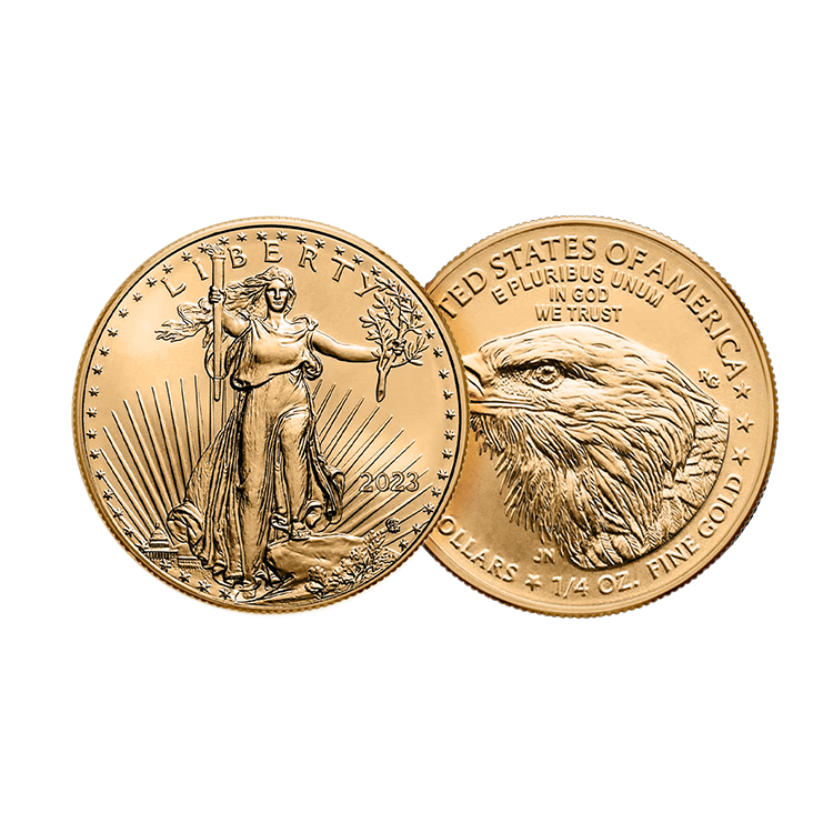 1/4 troy ounce gouden American Eagle 2025 perspectief 1