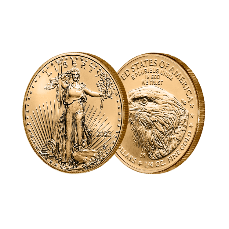 1/4 troy ounce gouden American Eagle 2025 perspectief 2