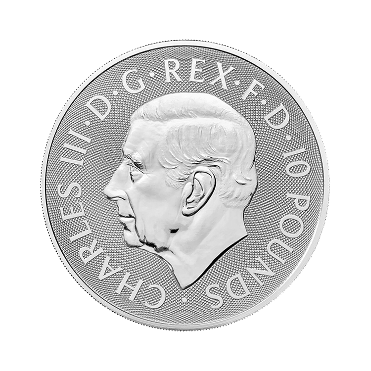 10 troy ounce zilveren munt Tudor Beasts Seymour Unicorn 2024 Proof achterkant