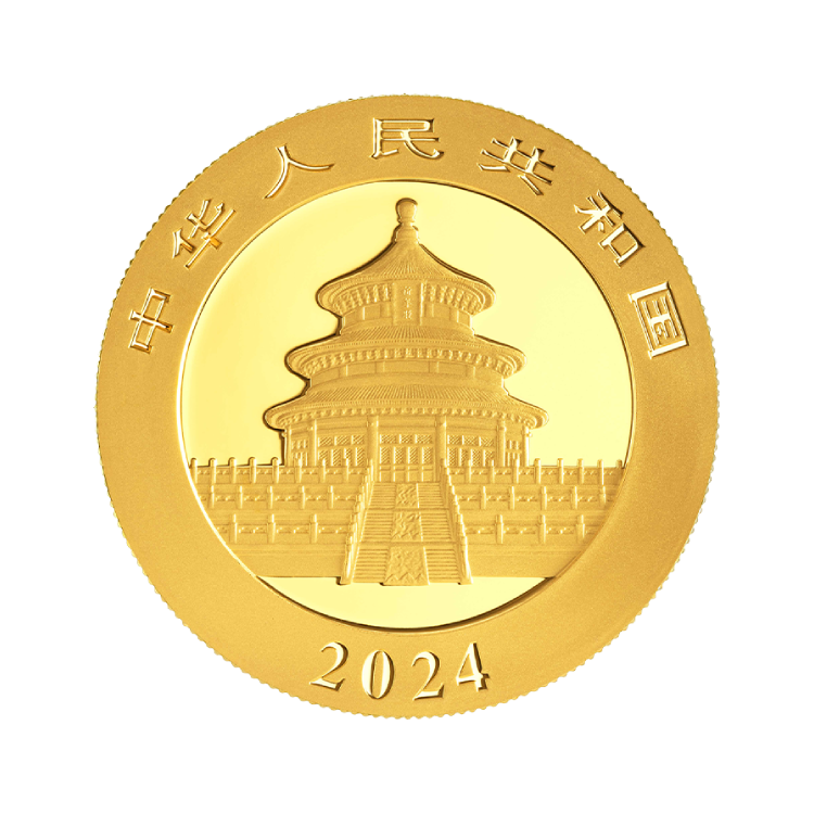 3 gram gouden munt Panda 2024 achterkant