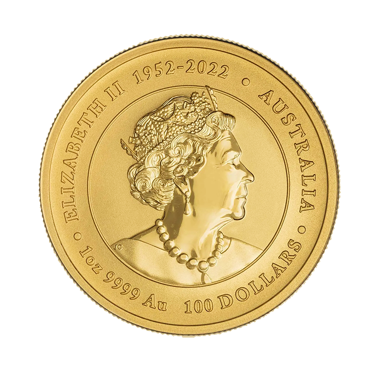 1 troy ounce gouden munt Lunar 2024 achterkant