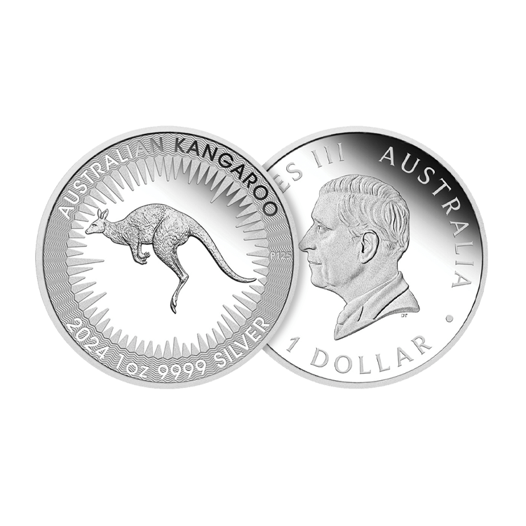 1 troy ounce silver coin Kangaroo 2024 Proof angle 1