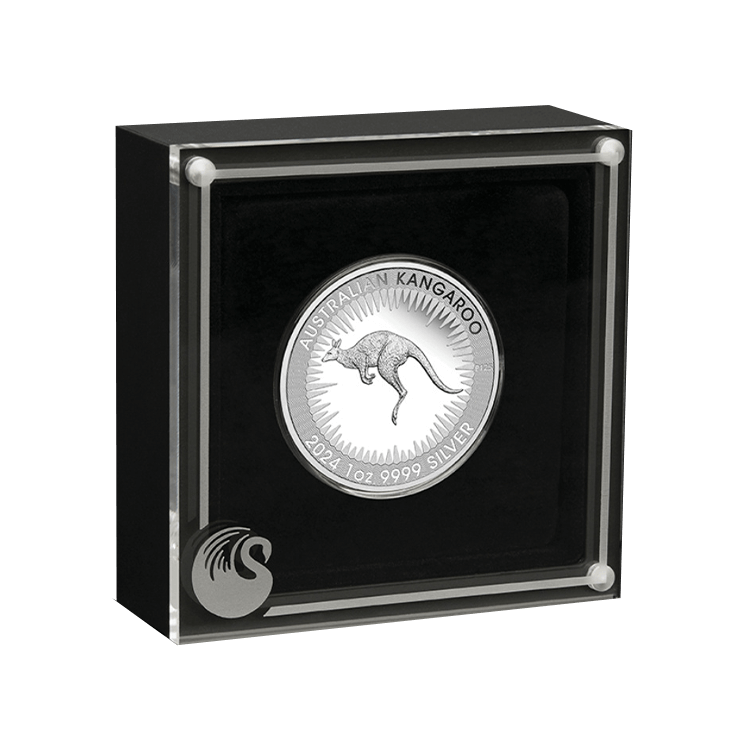 1 troy ounce silver coin Kangaroo 2024 Proof angle 3