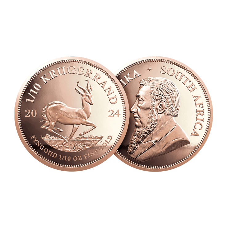 1/10 troy ounce gouden munt Krugerrand 2024 Proof perspectief 1