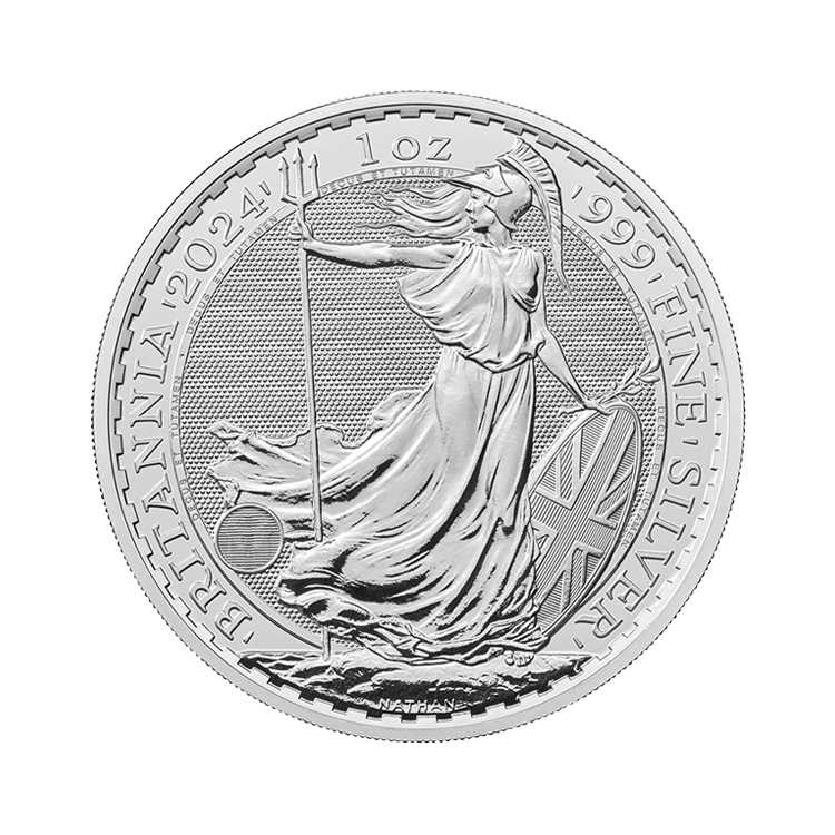1 troy ounce zilveren Britannia munt uit 2024 voorkant