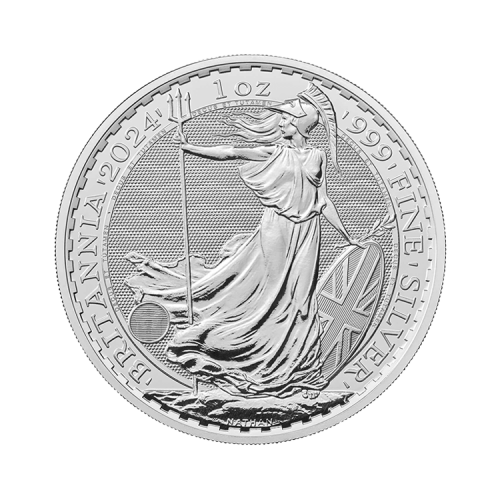 1 troy ounce zilveren Britannia munt uit 2024 voorkant