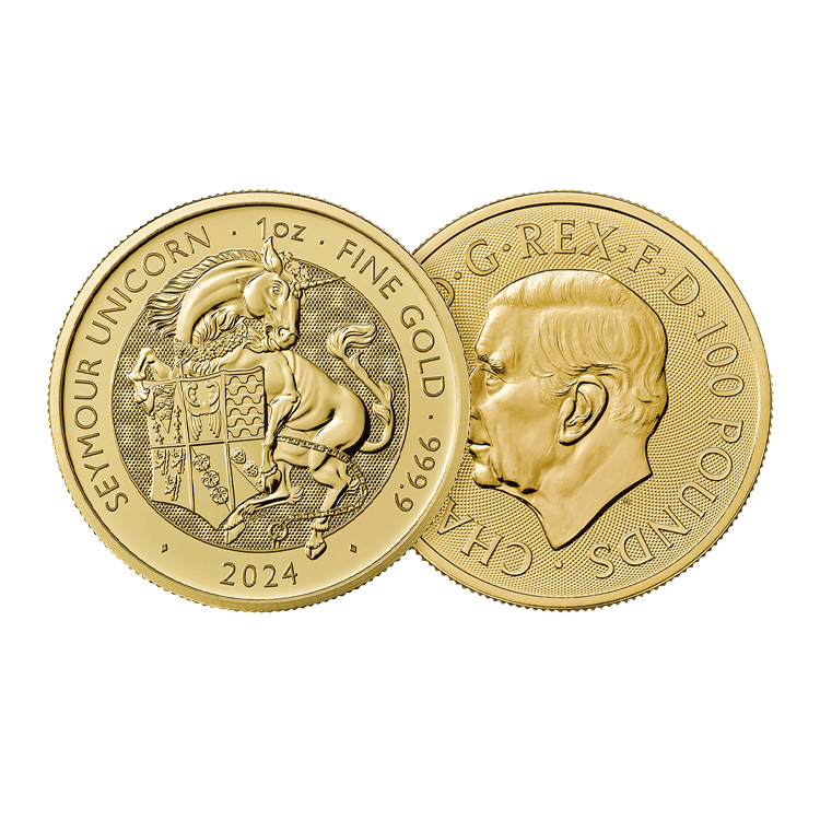 1 troy ounce gouden Tudor Beasts Seymour Unicorn perspectief 1