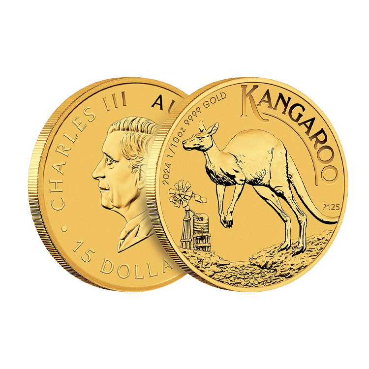 1/10 troy ounce gouden munt Kangaroo 2024 perspectief 2