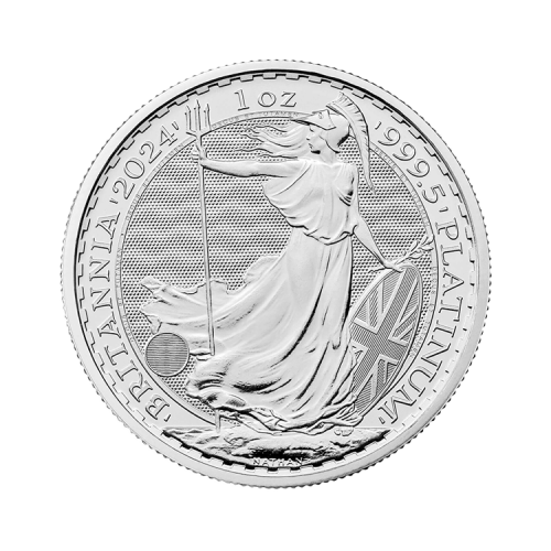 Voorkant 1 troy ounce platina Britannia munt 2025