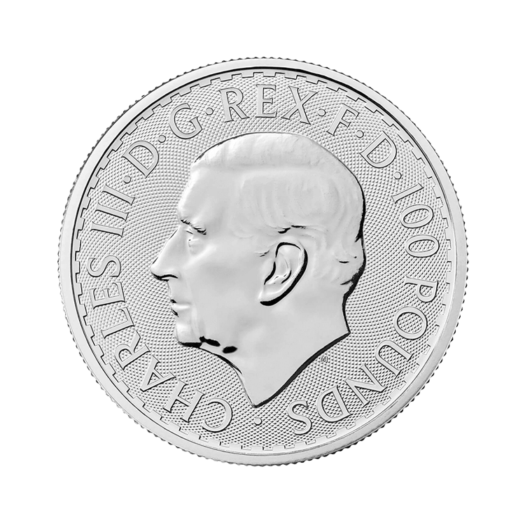 Voorkant 1 troy ounce platina Britannia munt 2025