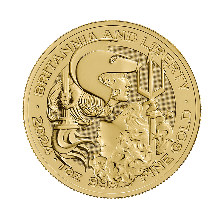 1 troy ounce gold coin Britannia and Liberty 2024 front