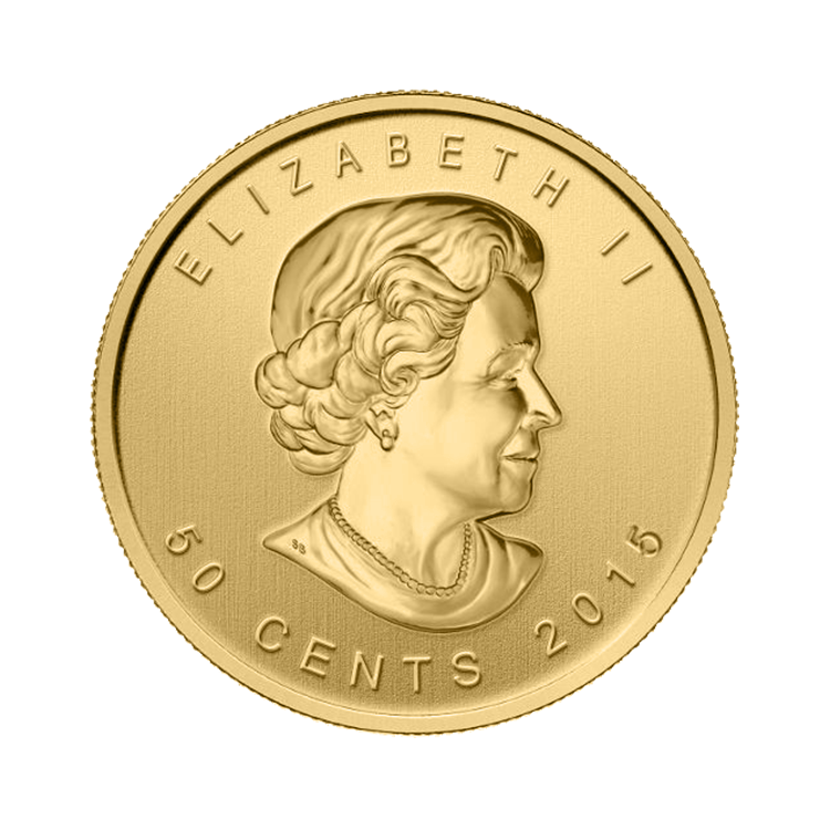 1 gram gold Maple Leaf coin back