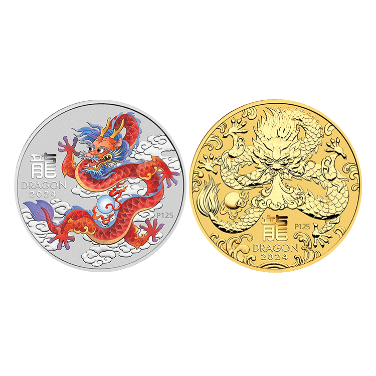 10x 1/2 troy ounce zilveren munten Lunar jaar van de Draak 2024 perspectief 3