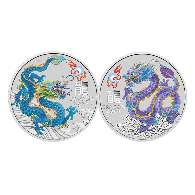 10x 1/2 troy ounce zilveren munten Lunar jaar van de Draak 2024 perspectief 4