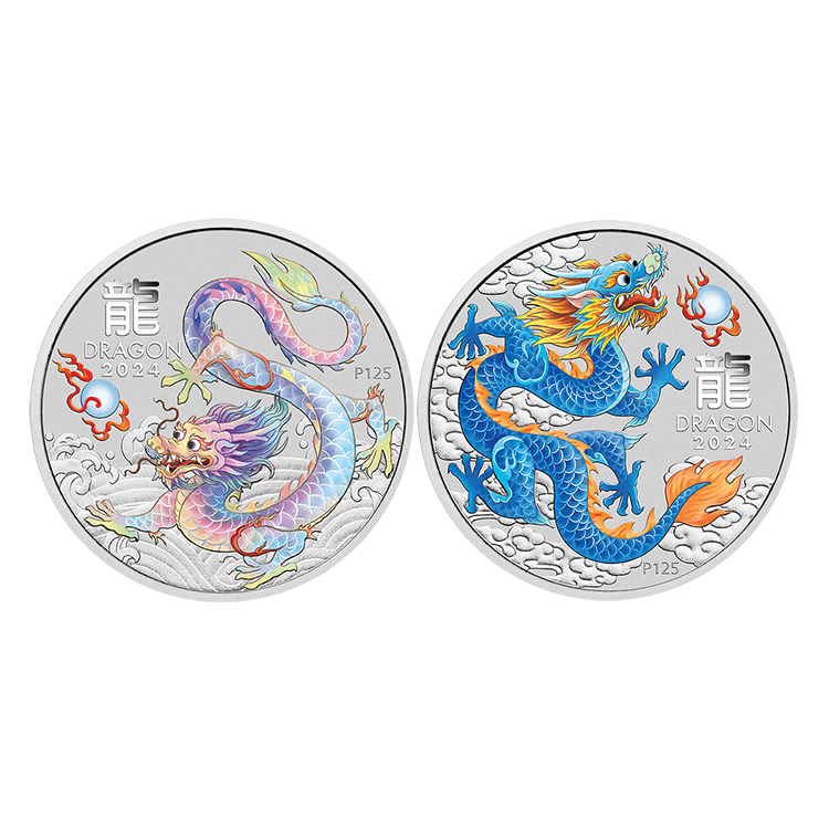 10x 1/2 troy ounce zilveren munten Lunar jaar van de Draak 2024 perspectief 5