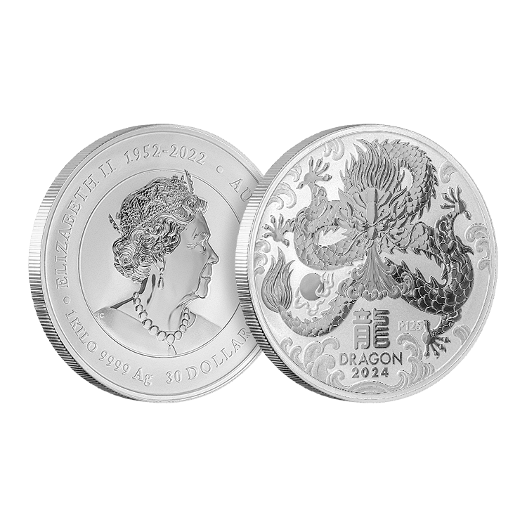 1 kilogram silver coin Lunar 2024 angle 1