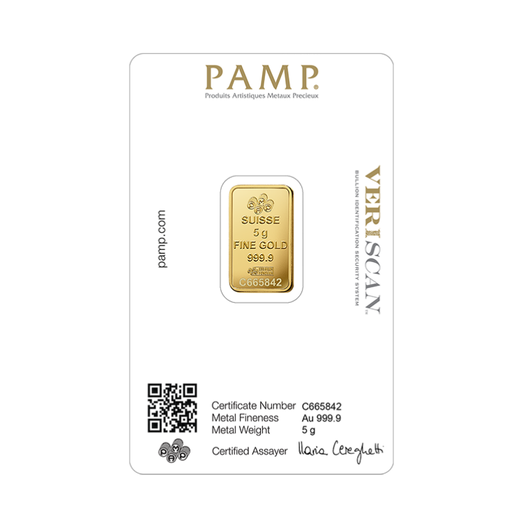 5 gram PAMP Suisse achterzijde