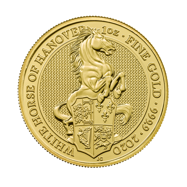 1 troy ounce gold Queen's Beasts White Horse of Hanover 2020 front