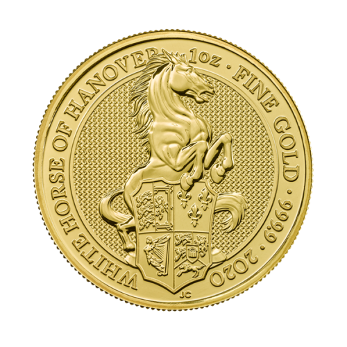 1 troy ounce gold Queen's Beasts White Horse of Hanover 2020 front