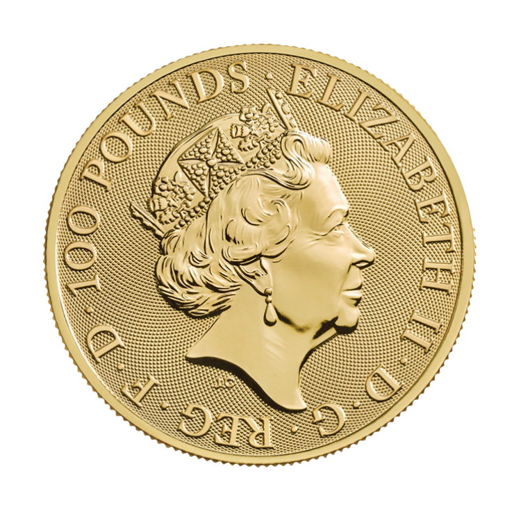 1 troy ounce gold Queen's Beasts White Lion of Mortimer 2020 back