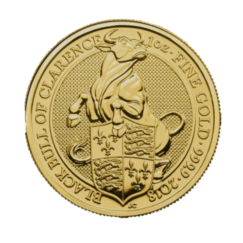 1 troy ounce gouden Queen's Beasts Black Bull of Clarence voorkant
